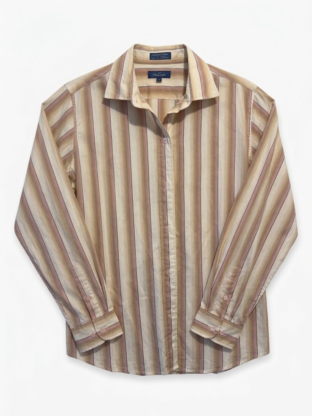 Faconnable Women's Button-Down Stripe Shirt - Beige & Pink